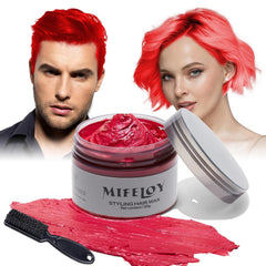 Temporary Purple Hair Spray Color Wax with Dye Brush, Instant Natural Violet Hairstyle Cream 4.23 oz, Disposable Coloring Mud for Men Women, Washable Styling Pomades, Party Cosplay DIY Halloween