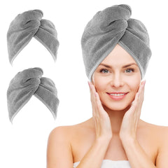 NEXCOVER Hair Towel Microfiber, 2 Pack White 9.8 inch X 25.5 inch Hair Wrap,Ultra Absorbent Hair Turbans,Fast Drying Head Towels for Women Wet Hair,Long,Curly,Thick,Frizzy Hair