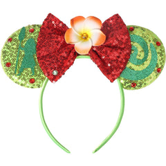 Mouse Ears Headband, Sparkle Princess Bow Headband for Women Girls, Sequin Party Hair Accessories (Frog-Green)