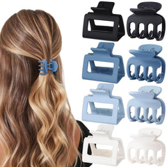 Medium Hair Clips Combination 2 Styles Small Claw Clips for Thin Hair 8 Pcs Matte Non-slip Rectangle Jaw Clips Square Hair Accessories for Women and Girls (Brown)