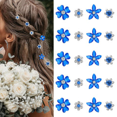 YISSION Mini Rhinestone Hair Pins - 20Pcs Cute Small Decorative Wedding & Bridal Barrettes With Flowers for Girls & Women (4 Flower Patterns)