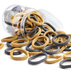 50Pcs Brown Hair Ties for Women Girls,Cotton Seamless Hair Ties, Soft Ponytail Holders,No Crease No Damage Elastics Hair Bands with Box for Thick Heavy and Curly Hair (Brown)