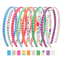Headbands for Girls 12Pcs Thin Head Bands for Kids Children Hairbands for Toddler Floral Cloth Fabric Covered Headband Birthday Party Favors