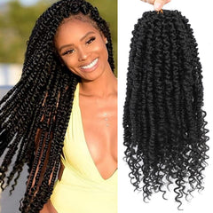 Alicoco Passion Twist Crochet Hair 8 Inch Passion Twist Hair Pre Looped 8 Packs Spring Twist Crochet Braids with Curly Ends Pre-Twisted Crochet Hair for Women (1B)