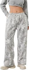Camo Pants Women Baggy Fleece Y2K Camouflage Cargo Pants High Waisted Wide Leg Drawstring Jogger Sweatpants