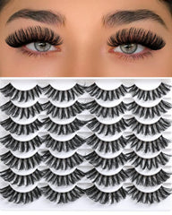 Lashes False Eyelashes Natural Wispy Fake Lash Strips 50D Strip Lash Clusters Cat Eye Volume Mink Eyelash Pack Fluffy Eye Lashes Natural Look Short Cateye Full Pestañas Sets by FenBair