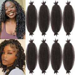 8 Packs Springy Afro Twist Hair 16 inch Pre-Separated Marley Twist Braiding Hair for Distressed Faux Locs Spring Twist Hair Extensions for Women (1B, 16 Inch (Pack of 8))