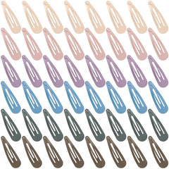 48 PCS Small Metal Barrettes For Women Non Slip Water Drop Snap Clips For Thick Thin Fine Hair Classic Accessories,Pink Purple Brown Blue Green,1.97 x 0.5 In