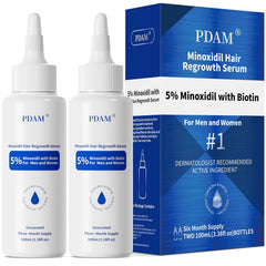 5% Minoxidil with Biotin Hair Growth Serum for Men & Women – Promotes Thicker & Healthier Hair, Topical Minoxidil to Restore Fuller Beard, 100ml Bottle (40ml More Than Standard 60ml)