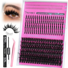 Yawamica Bottom Lashes and Spikes DIY Eyelash Extension Wispy Individual Lash Spikes 11-21mm and 5-7mm Bottom Lash Clusters 240pcs Cluster Lashes Waterproof Eyelash Clusters DIY Entire Spike Lash Look