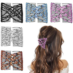 5 Pieces Stretchy Magic Hair Comb Adjustable Elastic Comb Clip for Women Girls No Crease Hair Pins Vintage Bun Maker for Curly Thick Wavy Hair Ponytail