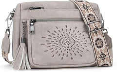 APHISON Crossbody Bags for Women Trendy, Leather Crossbody Purses Shoulder Handbags with Adjustable Guitar Strap