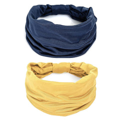 GiLi 6 Pack Wide Headbands for Women Non Slip Soft Elastic Hair Bands Yoga Running Sports Workout Gym Head Wraps, Knotted Cotton Cloth African Turbans Bandana (with 6 Pcs Hair Ties)