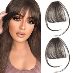 2PCS Clip in Bangs Real Human Hair,Fake Bangs Hair Clip on Bangs for Women,Curved Wispy Bangs with Temples Hairpieces,Bangs Clip in Hair Extensions Air Fringe for Girls Daily Wear - Natural Black