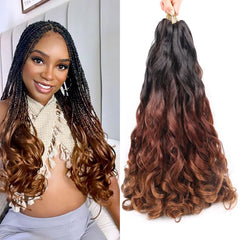 French Curly Braiding Hair 18 Inch 8 Packs Curly Braiding Hair Pre Stretched for Box Braids French Curls Crochet Braids Bouncy Loose Wavy Braiding Hair Extensions (18 Inch, 1B)
