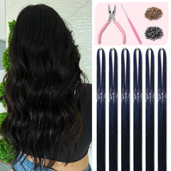 Red Hair Tinsel Kit 48 Inches 1200 Strands with Tools and Instruction Easy to Install Fairy Glitter Tinsel Hair Extensions for Women and Girls,Shinny Sparkling Braiding Hair Accessories for Party