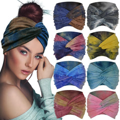 Extra Wide Headbands For Women 7'' Large Headband Twist Head Bands Women's Hair Band Stretchy Turban Styling Accessories 8 Pack