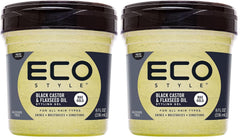 Eco Style Black Castor and Flaxseed Oil Styling Gel - Helps Nourish and Repair Damaged Hair - Promotes Healthy Scalp - Provides Superior and Weightless Hold - Delivers Long Lasting Shine - 8 oz