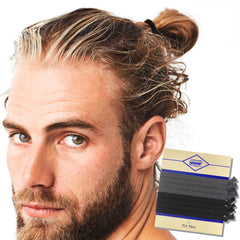 Knotted Hair Ties for Men 5 Pcs (Wide, Black) - No Damage Crease Breakage for Long Hair | Buns Curly Thick Elastic Hair Ties for Guys | Perfect Hairtie
