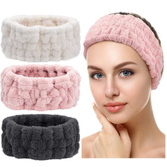 Chuangdi 3 Pieces Spa Headband for Women Facial Makeup Headband Soft Terry Cloth Hairband for Washing Face Mask Spa Shower Gifts(Black, White, Light Grey)