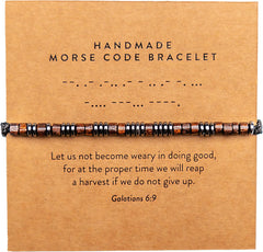 ARK & BAY Christian Morse Code Bracelet | Handmade Adjustable Custom Bible Verse Bracelets For Women & Men | Religious Faith Scripture | Catholic Beaded Jewelry Gift For Encouragement, Inspirational Hidden Message