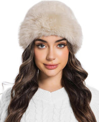 Women's Faux Fur Fluffy Bucket Hat Winter Warm Fuzzy Mongolian Hat Fisherman Cap Beanie