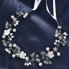 Hair Accessories: Bridal Pearl Flower Headpiece Headband for Girls, Flower Girls, and Women (Gold)