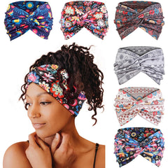 Tobeffect Wide Headbands for Women, 7'' Extra Large Turban Headband Boho Hairband Hair Twisted Knot Accessories, 6 Pack
