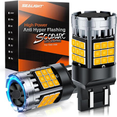 SEALIGHT LED Brake Light Bulbs, 3156 3157 LED Bulb Red, 600% Brighter 3056 3057 3457R 4057 4156 4157 Anti Hyper Flash Error Free Tail Stop Parking Lights, with Built-in Resistor, Brilliant Red, 2 Pcs