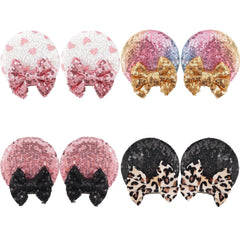 CellElection 8PCS Sequin Mouse Ears Hair Clips Glitter Hair Bows Cute Mice Ears Hair Clips Barrettes for Women Girls Hair Accessories for Costume Party Favor Christmas Decoration