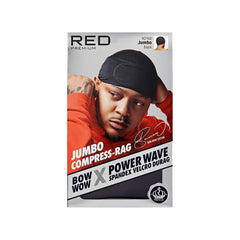 Red by Kiss Premium Bow Wow X Power Wave Durag, 360 Wave Compression Cap for Men & Women, Adjustable Hook-&-Loop Strap, Stylish & Durable, Ideal for Locs, Braids, Finger Waves (Jumbo Velvet - Black)