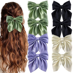 8 Pcs Hair Bows for Women Short Tail Bow Hair Clips Small Alligator Barrettes Cute Accessories for Girls(Khaki/Orange/Pink)