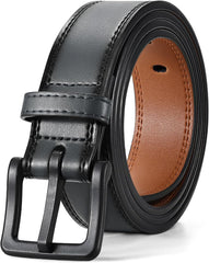 XZQTIVE Men’s Metal Free Belt Hypoallergenic Leather Belts For Jeans Dress Nickle Free TSA Belt With Black Buckle