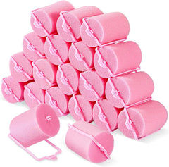 Geyoga 18 Pieces Sponge Hair Rollers Large Soft Foam Hair Styling Curlers Large Size Hairdressing Curlers for Women(Pink,1.6 x 2.8 Inches)