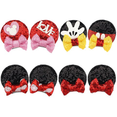 CellElection 8PCS Sequin Mouse Ears Hair Clips Glitter Hair Bows Cute Mice Ears Hair Clips Barrettes for Women Girls Hair Accessories for Costume Party Favor Christmas Decoration