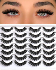 Lashes False Eyelashes Natural Wispy Fake Lash Strips 50D Strip Lash Clusters Cat Eye Volume Mink Eyelash Pack Fluffy Eye Lashes Natural Look Short Cateye Full Pestañas Sets by FenBair
