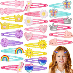 Hanaive 24 Pcs Rainbow Unicorn Clips Metal Clips Butterfly Snap Barrettes Cute Mermaid Hair Pins Sparkly Animal Hair Accessories for Toddlers Little Girls Birthday Party Gifts(Butterfly Pattern)