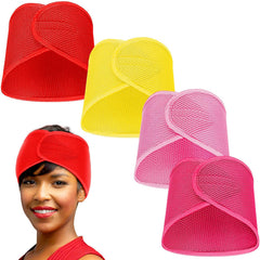 Xuhal 4 Pieces Mesh Hair Wraps for Black Women - Sleeping Hair Scarf Cap, Spa Headbands, Natural Hair Wash Face Sleep (Dark Purple, Black, Gray, Camel)