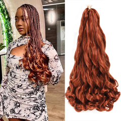 French Curly Braiding Hair 24 Inch 8 Packs - Pre Stretched Bouncy Braiding Hair- Loose Wavy Synthetic Hair Extensions for Black Women (24 inch 8 packs, 1B)