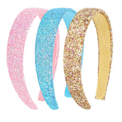 Girls Headbands, 3PCS Headbands for Girls Women Glitter Pink Rainbow Purple White Headband Sparkly Sequin Headband Hair Accessories