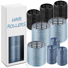 Self-Grip Ceramic Ionic Thermal Hair Rollers Set - 18 Velcro Rollers for Long and Short Hair, Blowout Look, Salon Quality