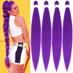 Alicoco 32 Inch Purple Hair Extensions for Braids Purple Braiding Hair Pre stretched Long Prestretched braid (32 Inch, 2 Packs)