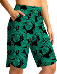 G Gradual Women's High Waisted Swim Board Shorts 11" Knee Length Beach Swimming Long Shorts for Women with Pockets Liner