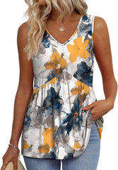 OFEEFAN Womens Tank Tops 2025 Flowy Peplum Tops for Women Dressy Sleeveless V Neck Babydoll Tank Tops