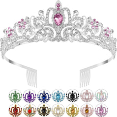 Gold Crown, Crystal Tiaras Rhinestone Headbands for Women Happy Birthday Princess Crown with Combs Elegant Headdress Decorations for Christmas Bridal Wedding Prom Party Costumes Gifts