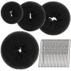 Teenitor Hair Donut, Hair Bun Maker, Black(Extra-large, Large, Medium and Small)