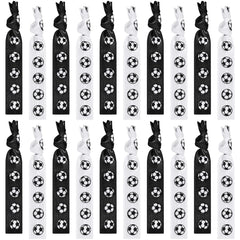 Hanaive 20 Pcs Soccer Hair Ties Elastic Ponytail Holders Football No Crease Ribbon Party Accessories for Girls Women Team Members(Black and White)