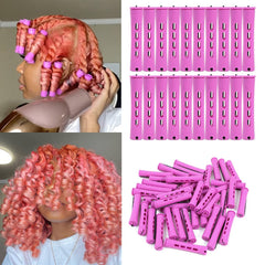 20pcs Women's Perm Rods Set for Natural Hair: 2 Sizes Cold Wave Hair Rollers for Curling and Styling All Hair Lengths - DIY Hairdressing Tools (Purple)