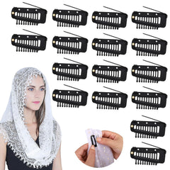 Chunni Clips with Safety Pins,8 PCS Strong Chunni Grip Dupatta Setting Clips Indian for Woman Black