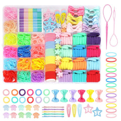 860Pcs Hair Accessories Set for Woman, Bow Hair Clips Hair Scrunchies Bobby Pins Claw Hair Clips Seamless Cotton Ponytail Holders Hair Ties Rubber Elastic Hair Bands with Organizer Box